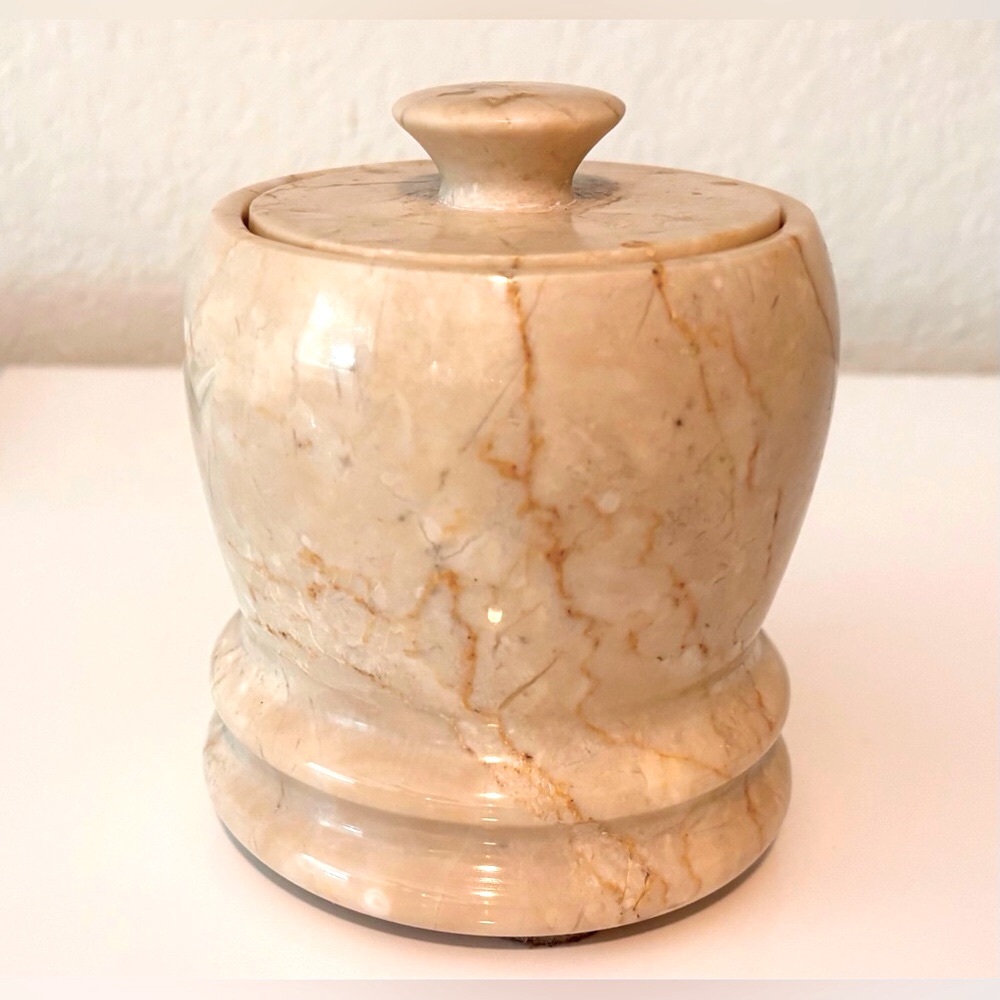 Italian Latte Cream Marble Jar with Lid - Global Views Decorative home accents